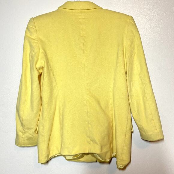 VTG Escada Blazer Coat Rabbit Fur Angora Collared Double Breasted Yellow 40 M - Picture 5 of 5